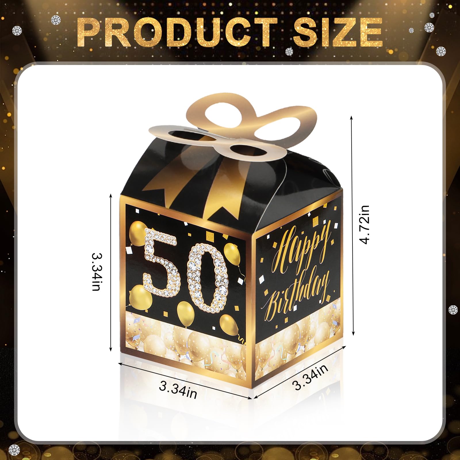 Qonmpcvu 50pcs 50th Birthday Candy Boxes For Gifts, Black And Gold